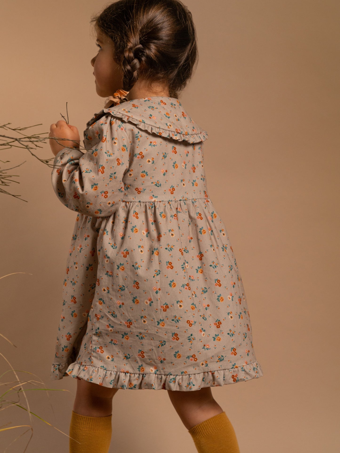 Floral Micro-Corduroy Dress | Organic nursery fabrics