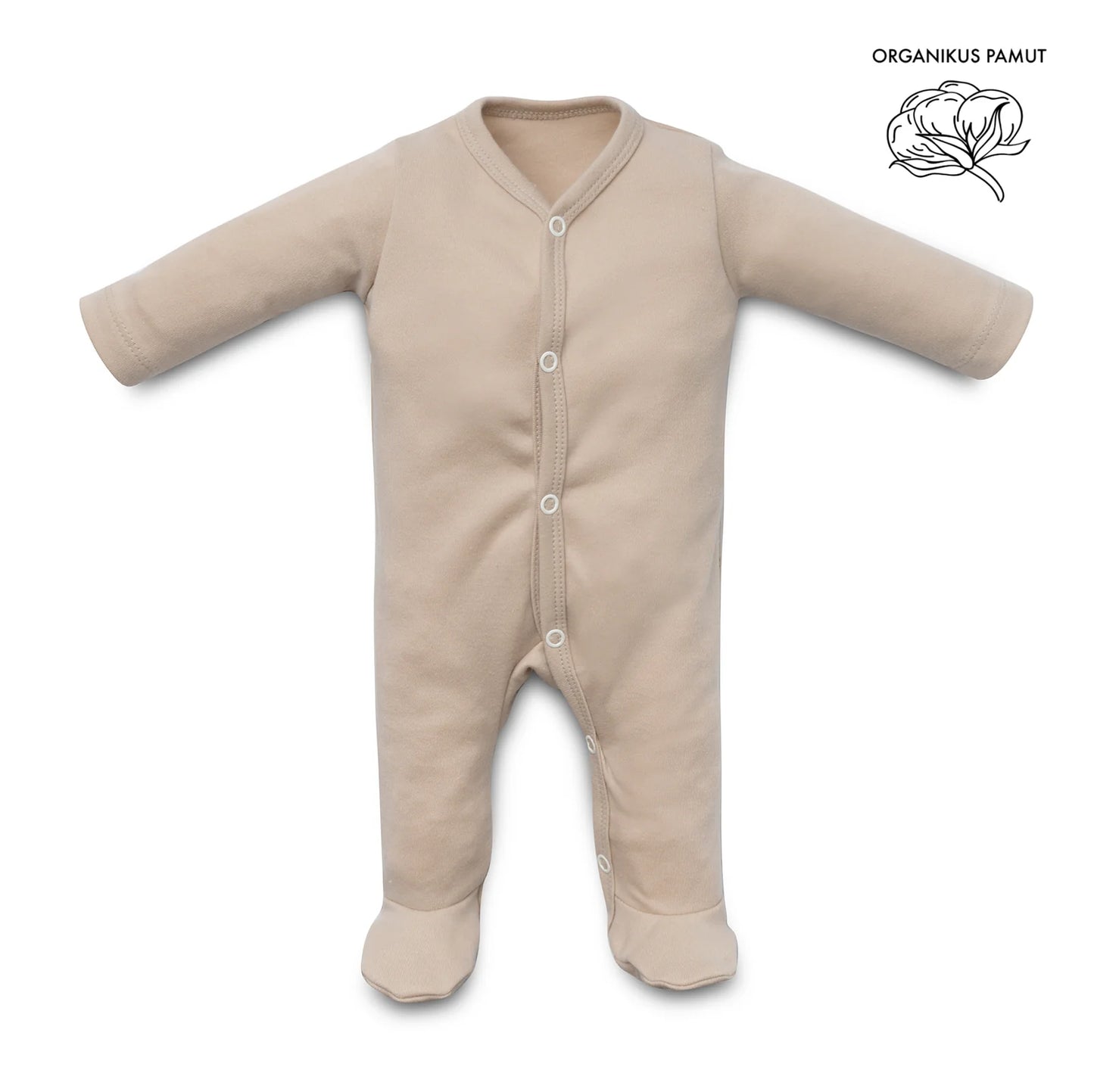 Organic Long-Sleeved Sleep Suit in Hazelnut