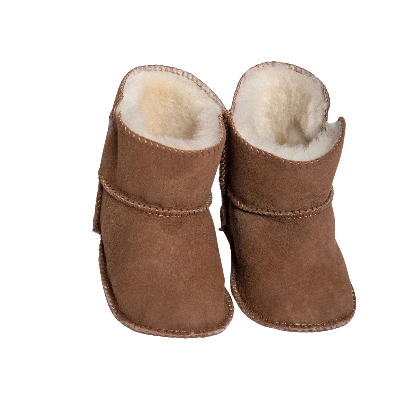 Baby Tabbed Sheepskin Booties | Chestnut