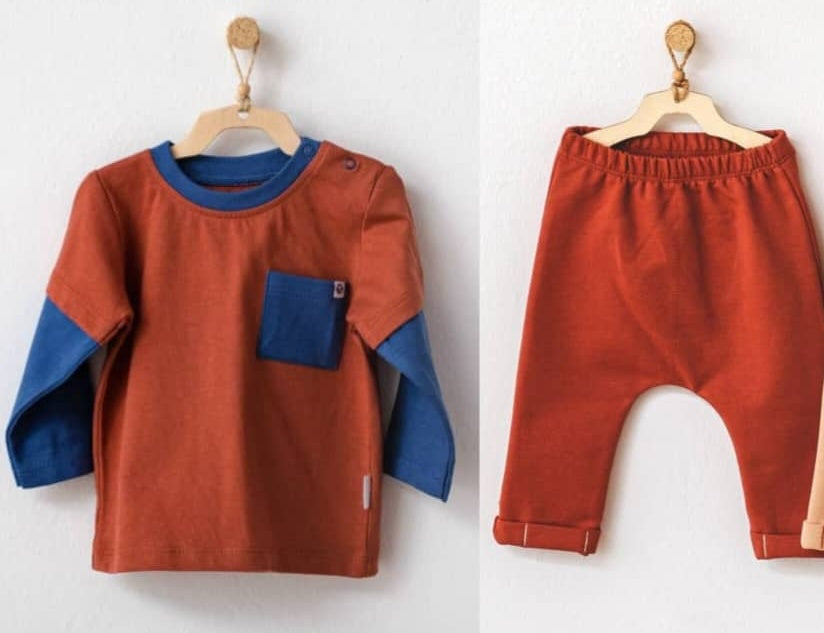 Multicoloured 2-Piece Baby Outfit - Brown & Blue