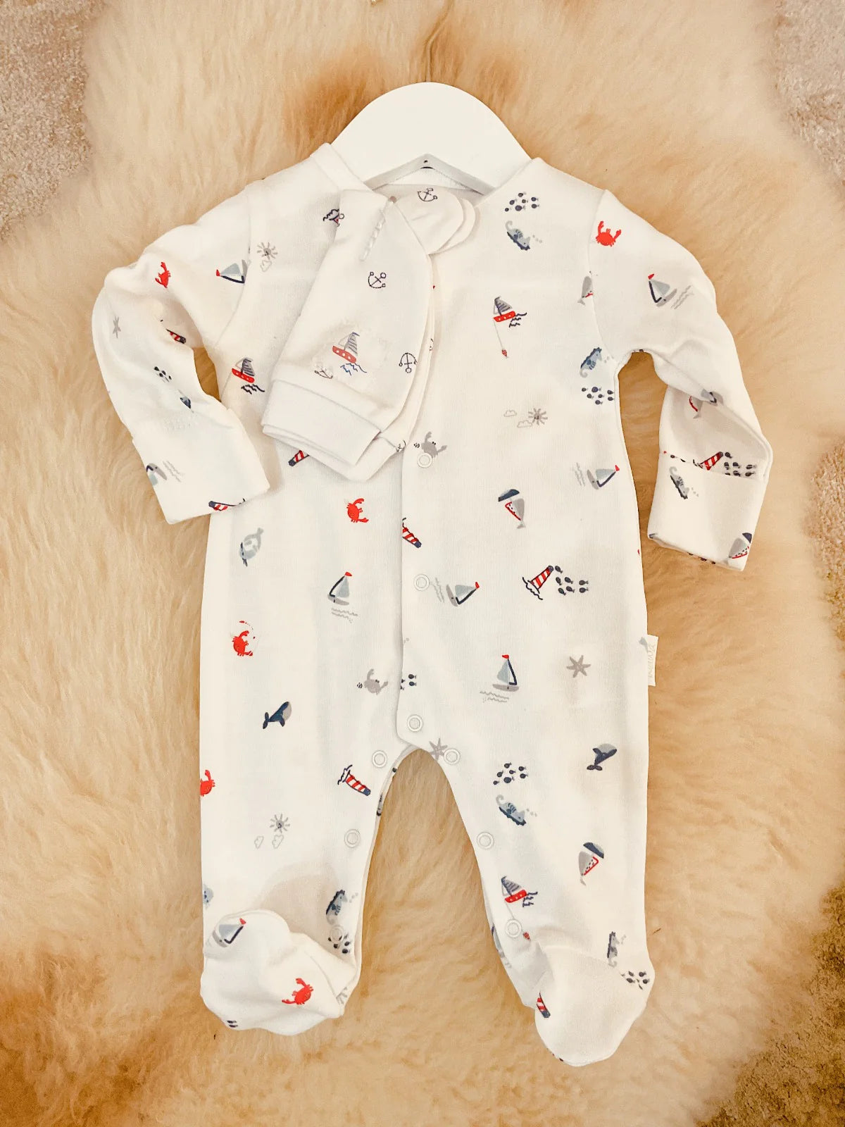 Nautical Adventure Baby Sleepsuit and Hat Set