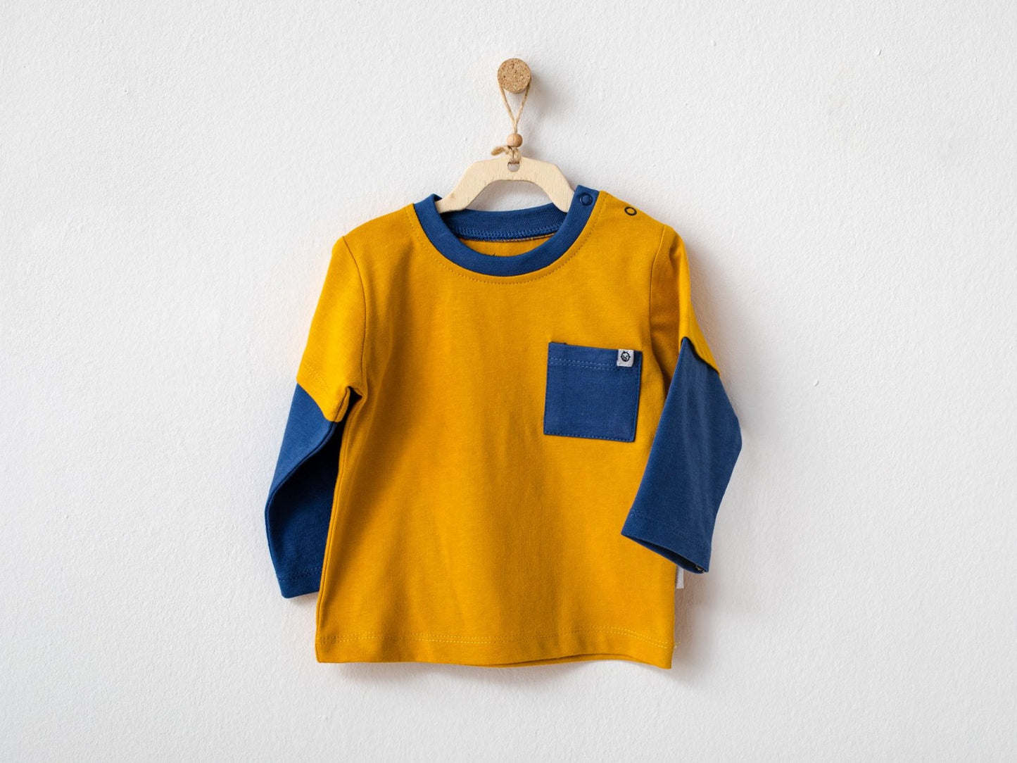 Multicoloured Long-Sleeved Baby T-Shirt - Yellow and Blue