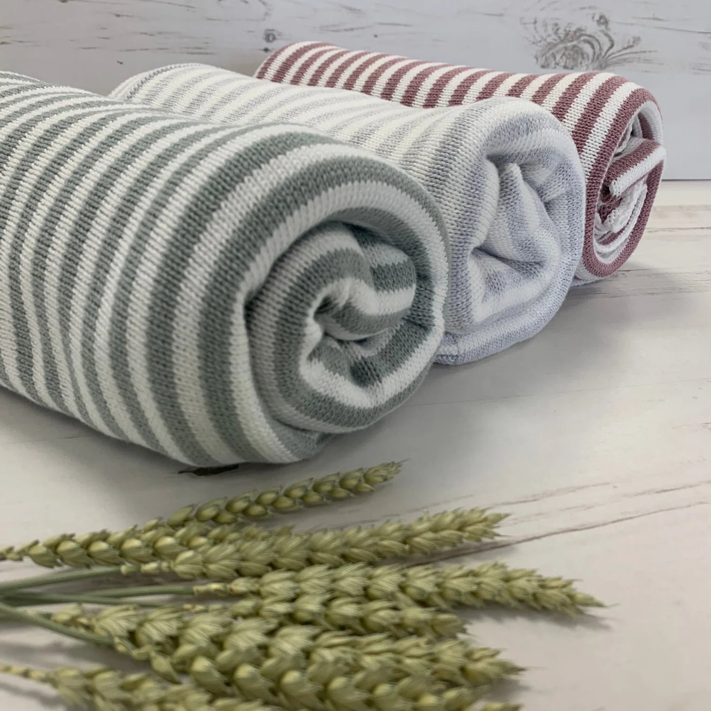 Organic Striped Baby Blanket - Raspberry