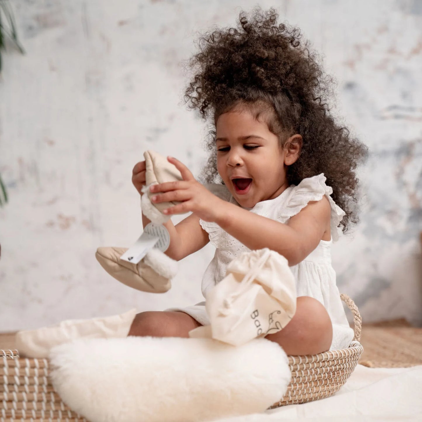 Baby Lambskin Booties | Pebble