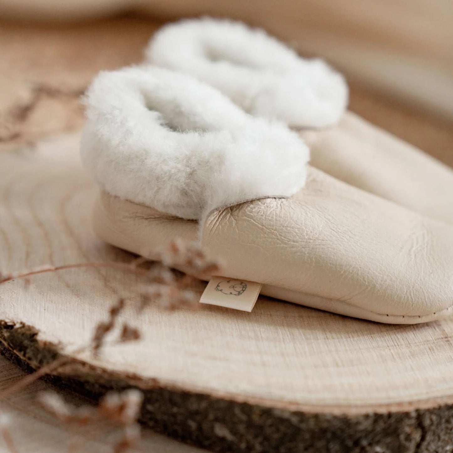 Baby Lambskin Booties | Pebble