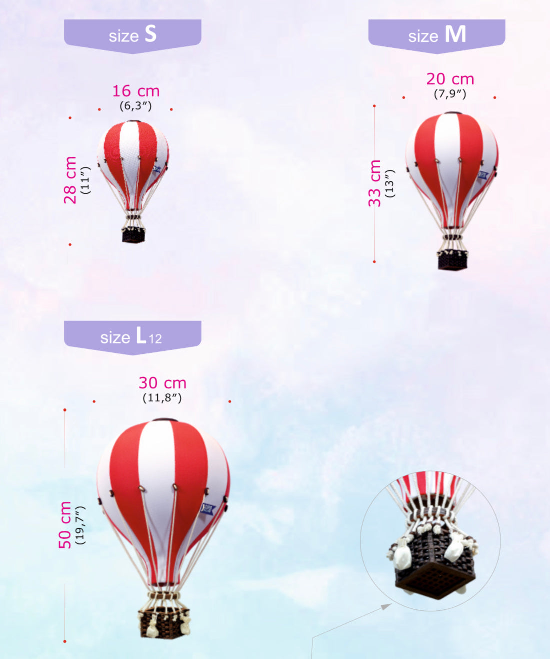 dimensions for decorative hot air balloon