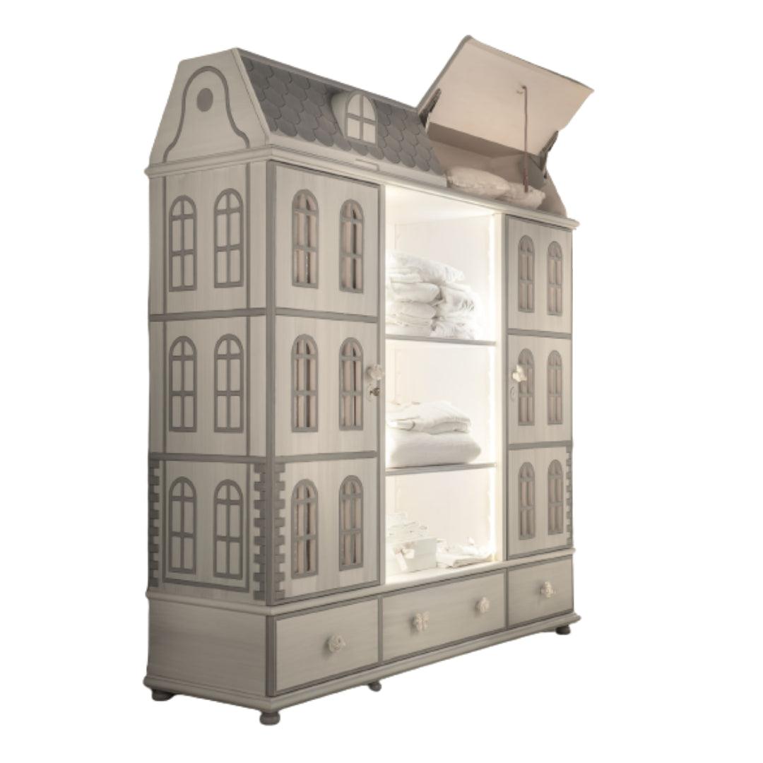 side view of notte fatata dollhouse wardrobe