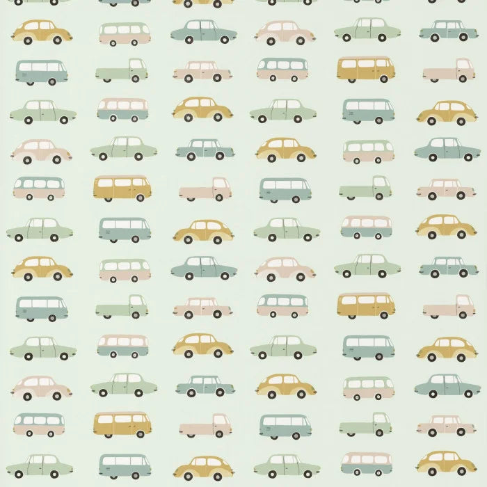 Happy Dreams All Over Vintage Cars Wallpaper (2 Colours)