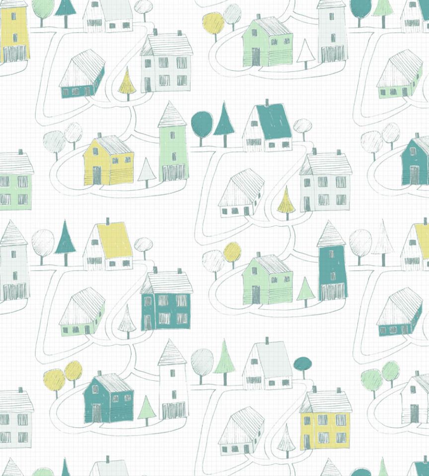 Happy Dreams Small Village Fabric (3 Colours)