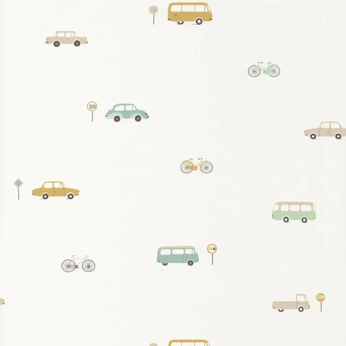 Happy Dreams Vintage Cars Wallpaper (2 Colours)