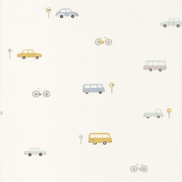 Happy Dreams Vintage Cars Wallpaper (2 Colours)