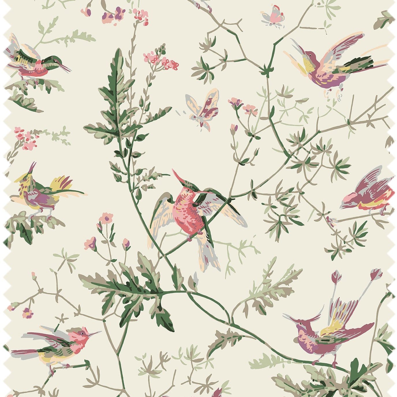 hummingbirds cotton fabric cream variant