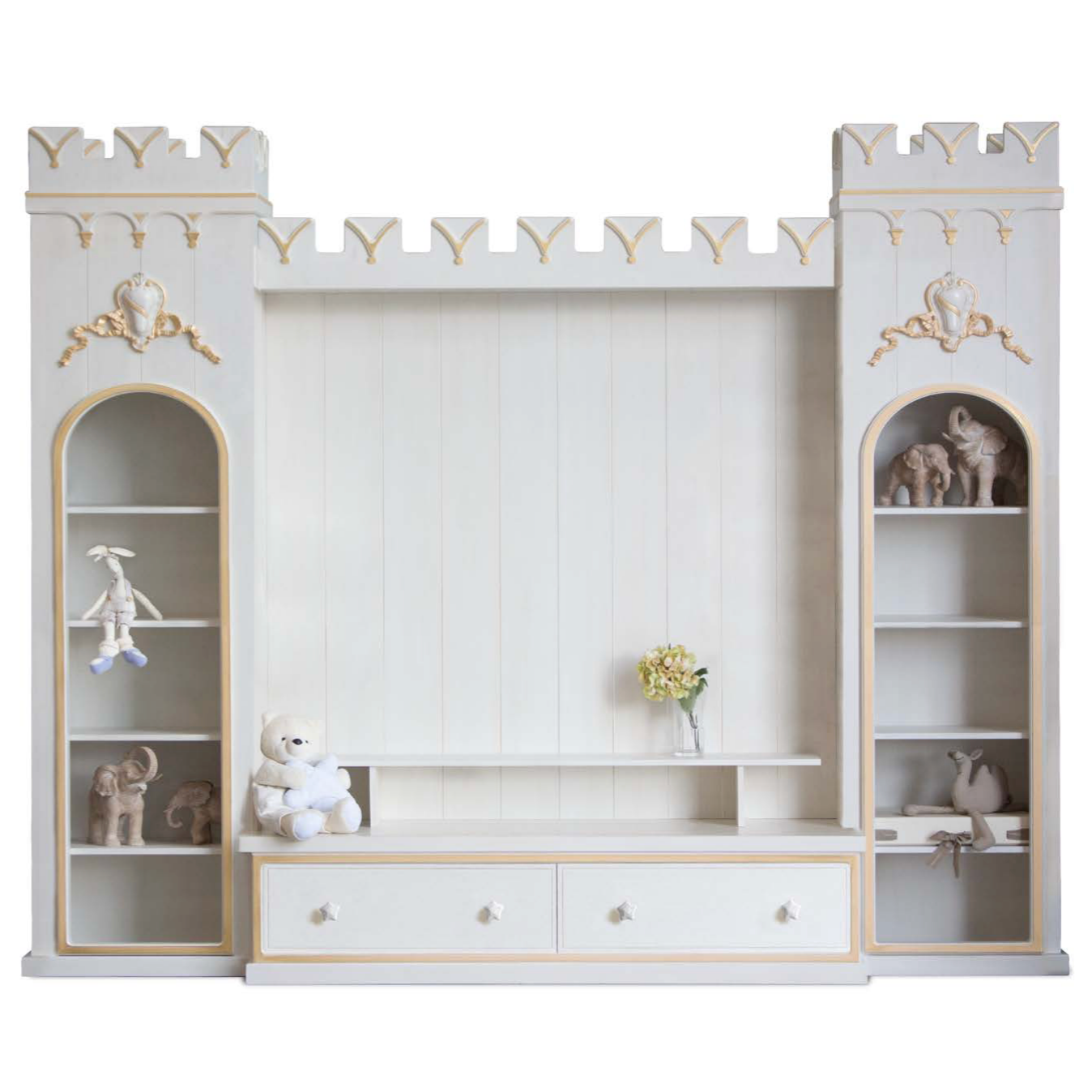 castle-themed wall storage unit for children's room