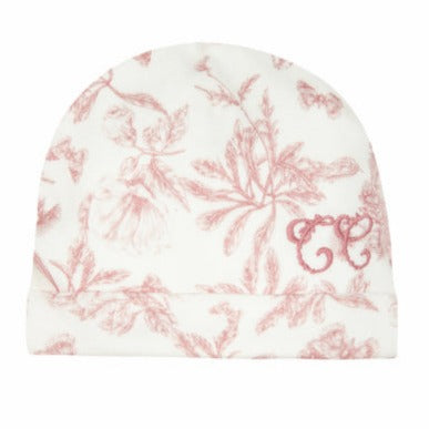 Ivory & Pink Cotton Hat  | Organic nursery fabrics