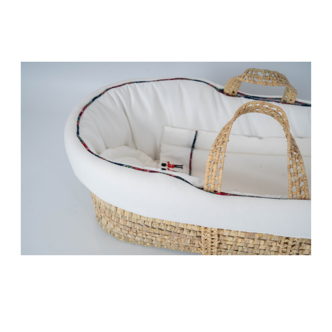 luxury moses basket with embroidery