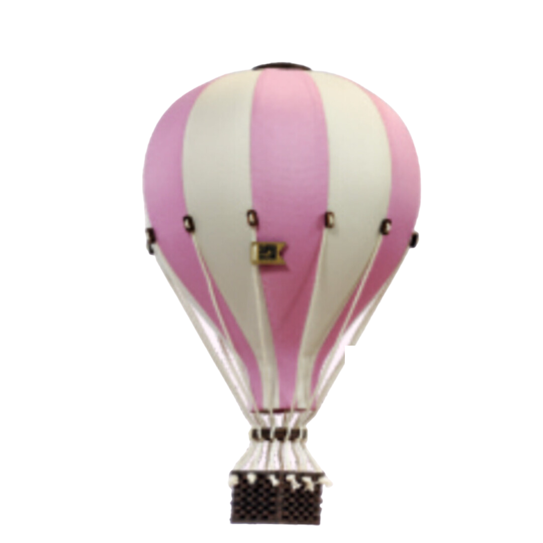 pink and beige decorative hot air balloon for baby nursery