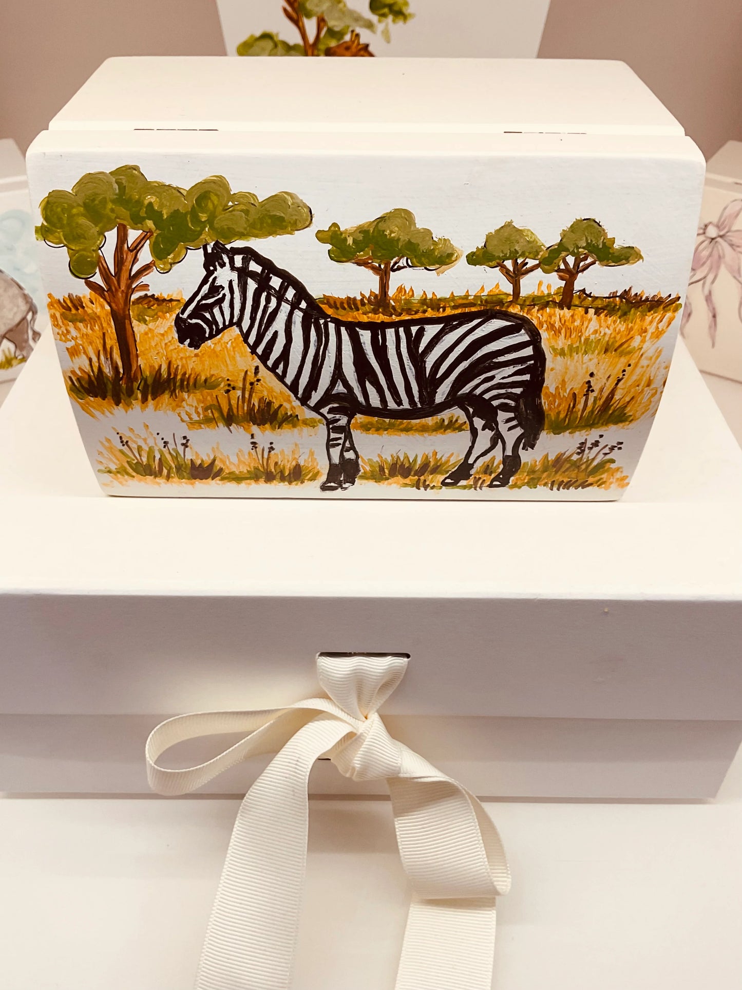 safari-themed storage box for baby nursery