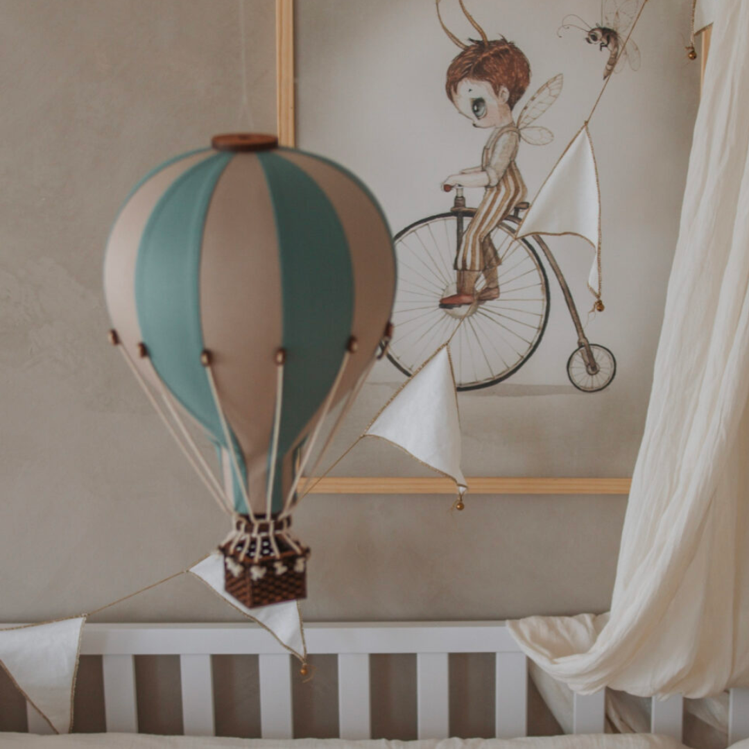 Beige and Mint Decorative Hot Air Balloon (3 Sizes Available)