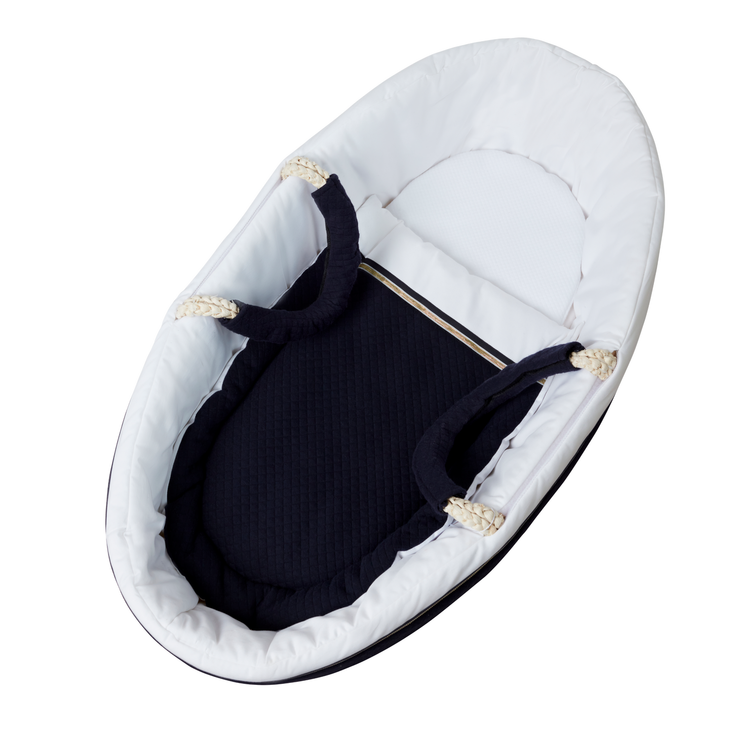 luxury royal blue moses basket at The Baby Cot Shop, Chelsea