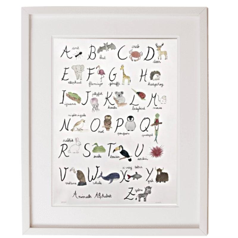 animal alphabet art print for baby nursery