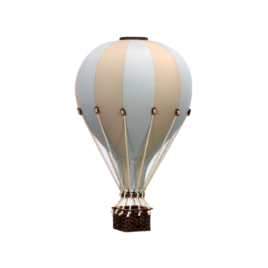 beige and blue decorative hot air balloon for children's room