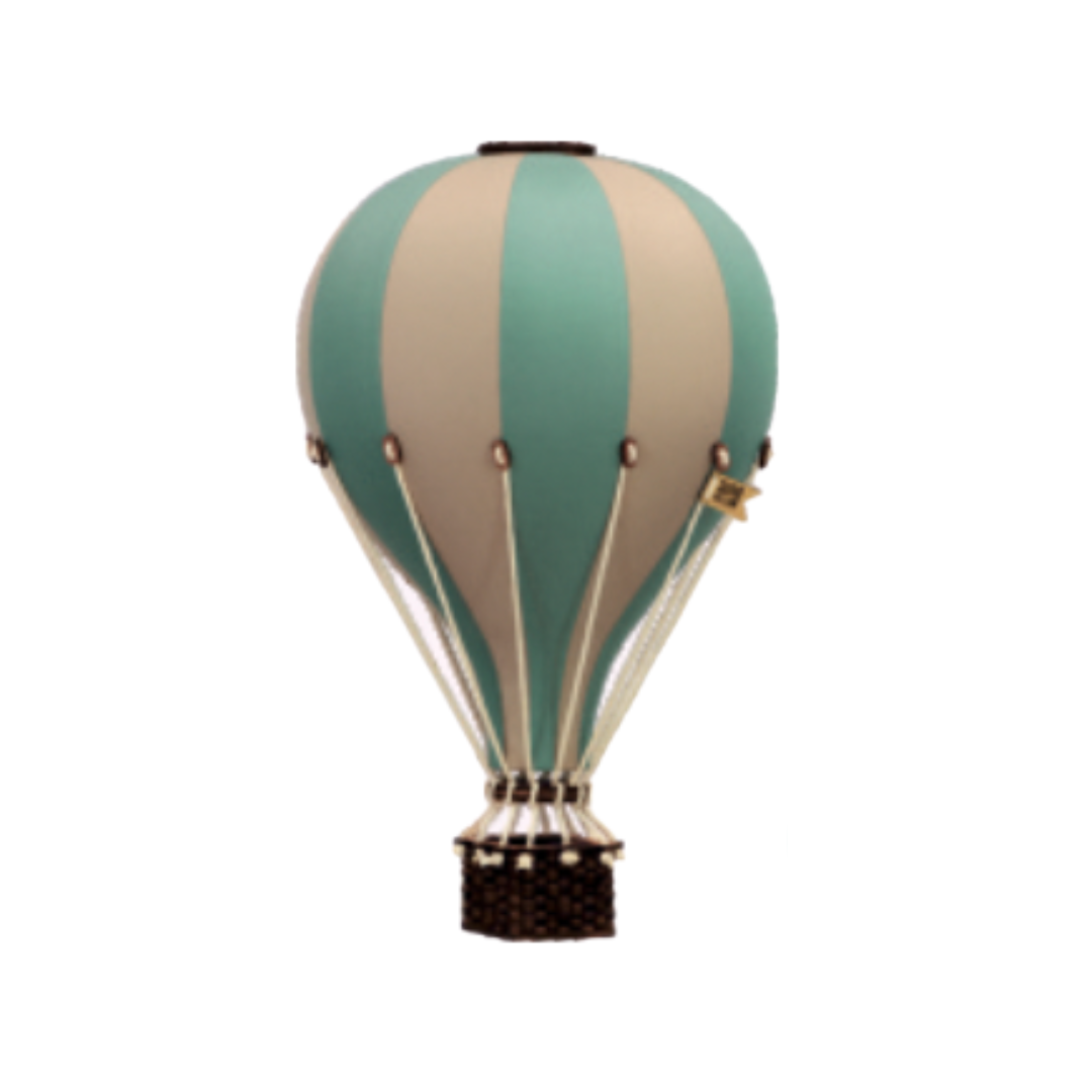 beige and mint decorative hot air balloon for children's room