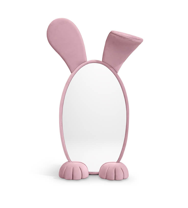 Bunny Floor Mirror - pink