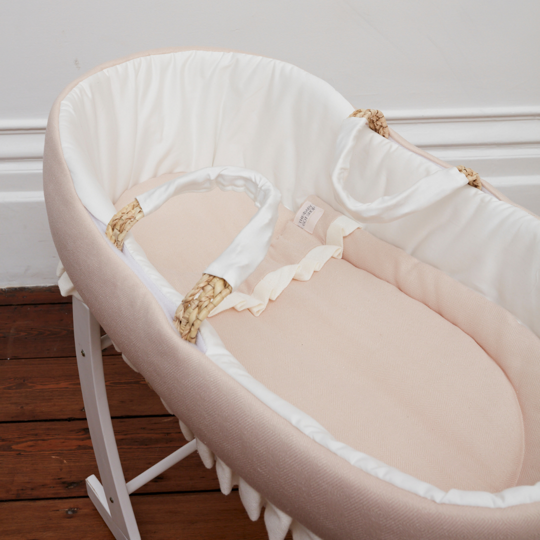 close-up view of grace rose moses basket