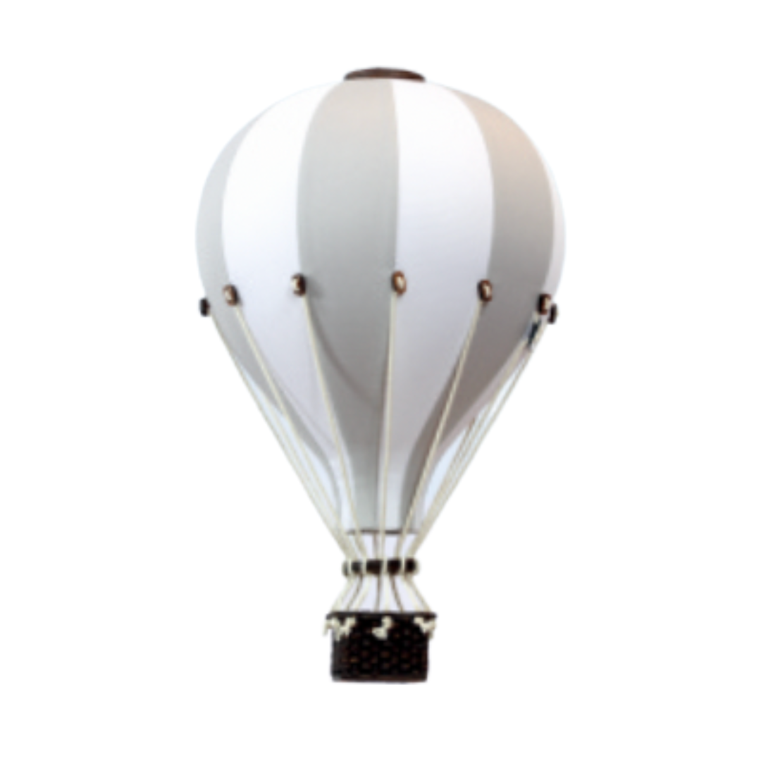 grey and white decorative hot air balloon for children's room