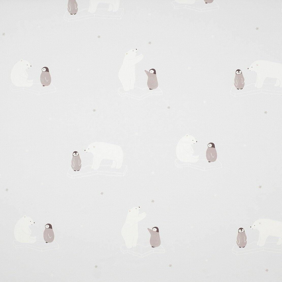 polar bear prints blue fabric by casadeco