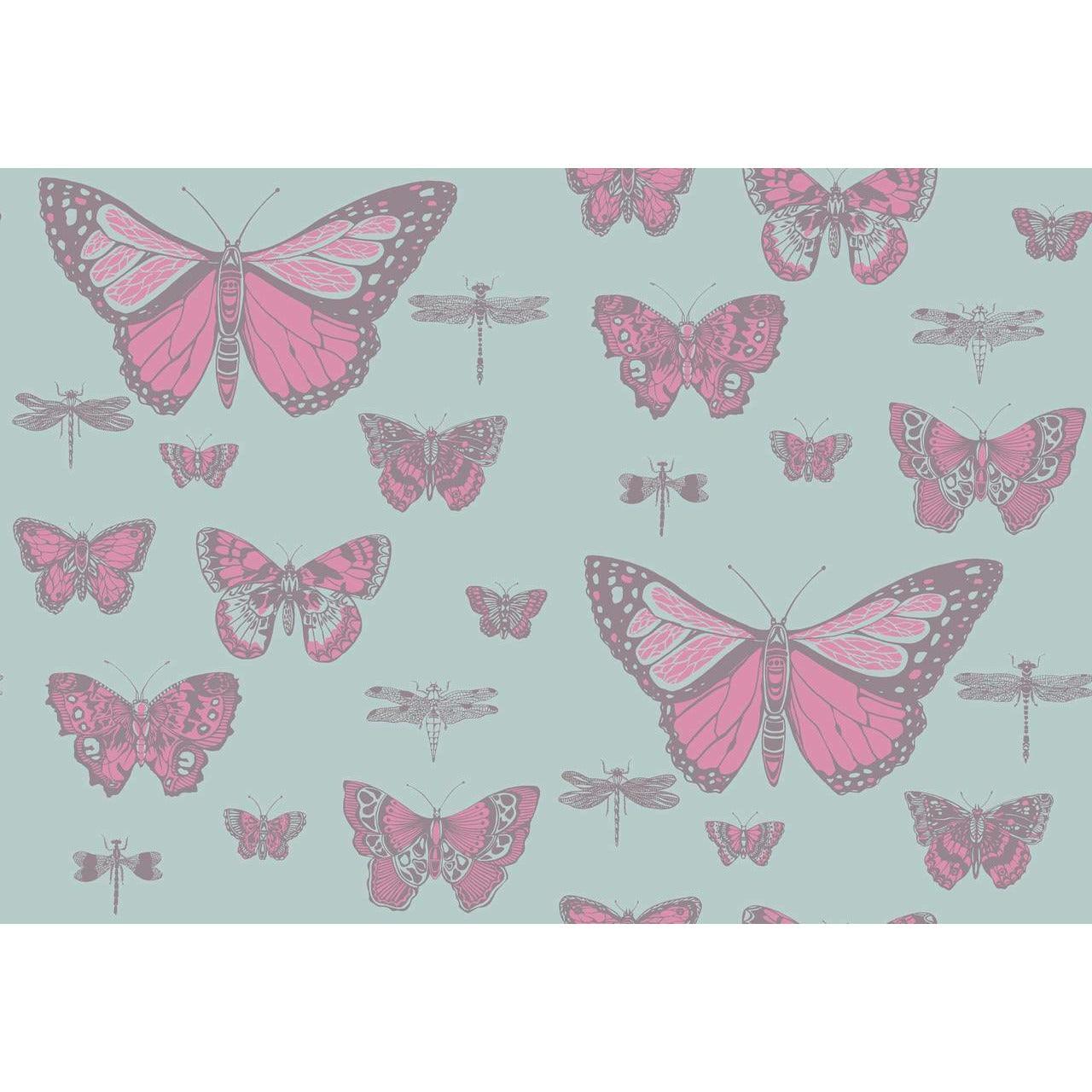 Butterflies and Dragonflies Light Blue Wallpaper