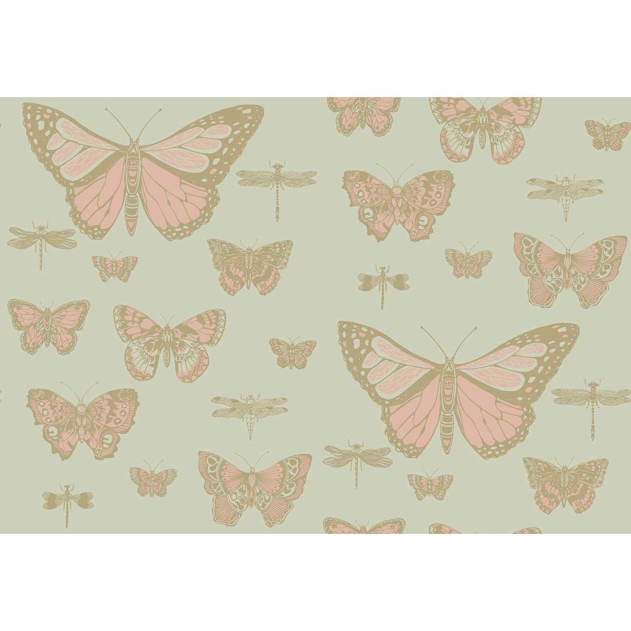 Butterflies and Dragonflies Khaki Wallpaper