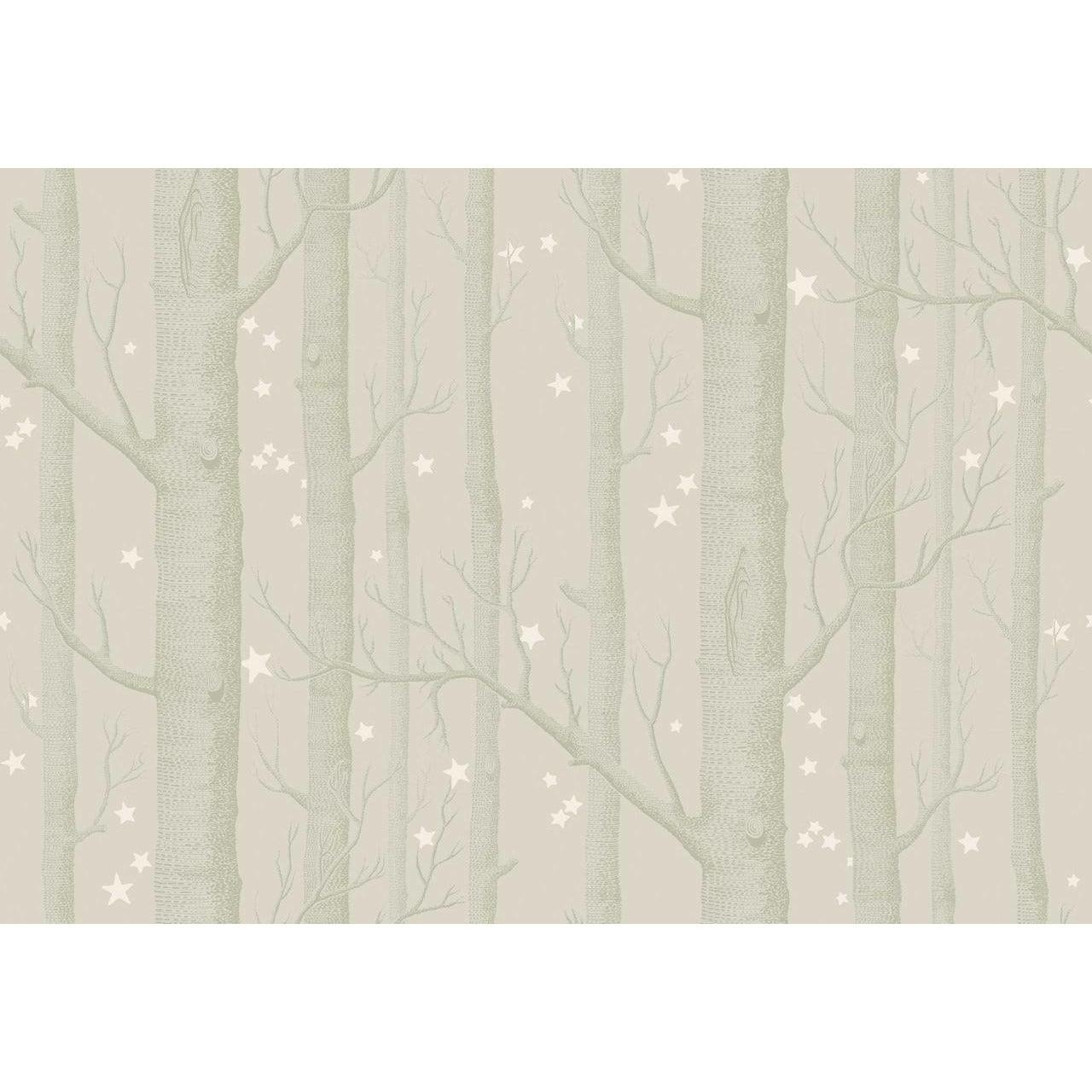 Woods and Stars Beige and Green Wallpaper