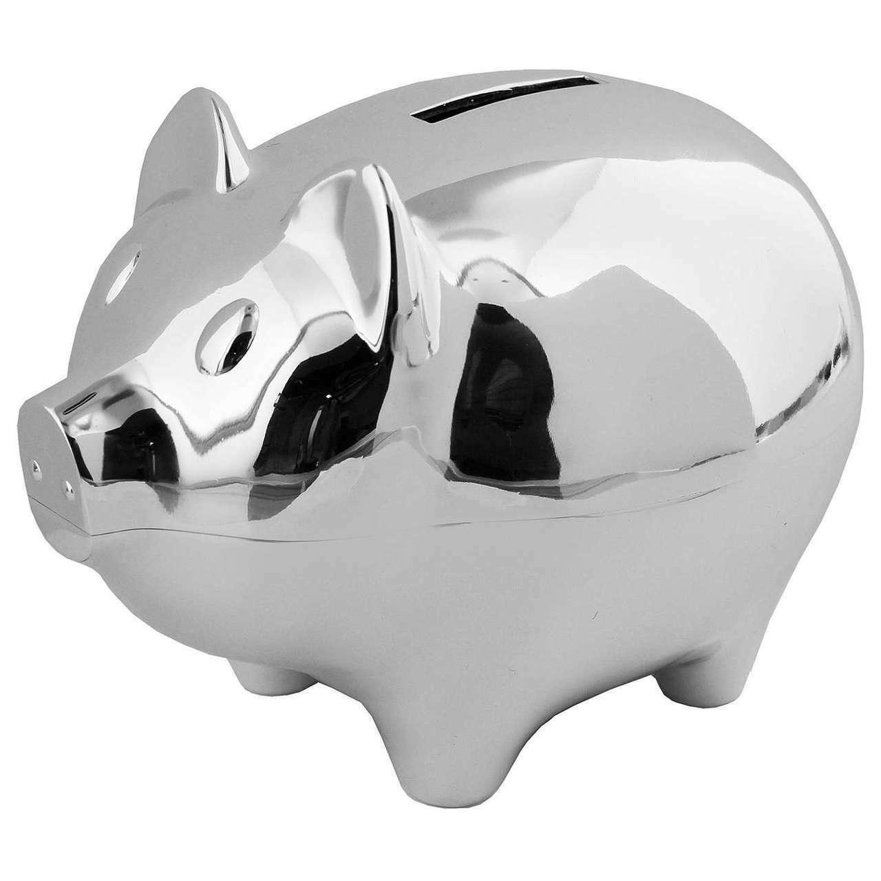 Silver Plated Piggy Bank