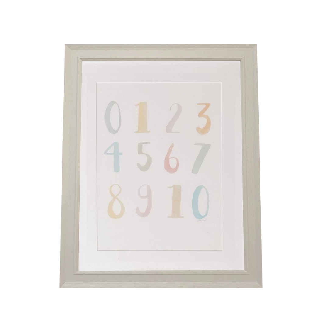 numbers art print for children's room light grey variant