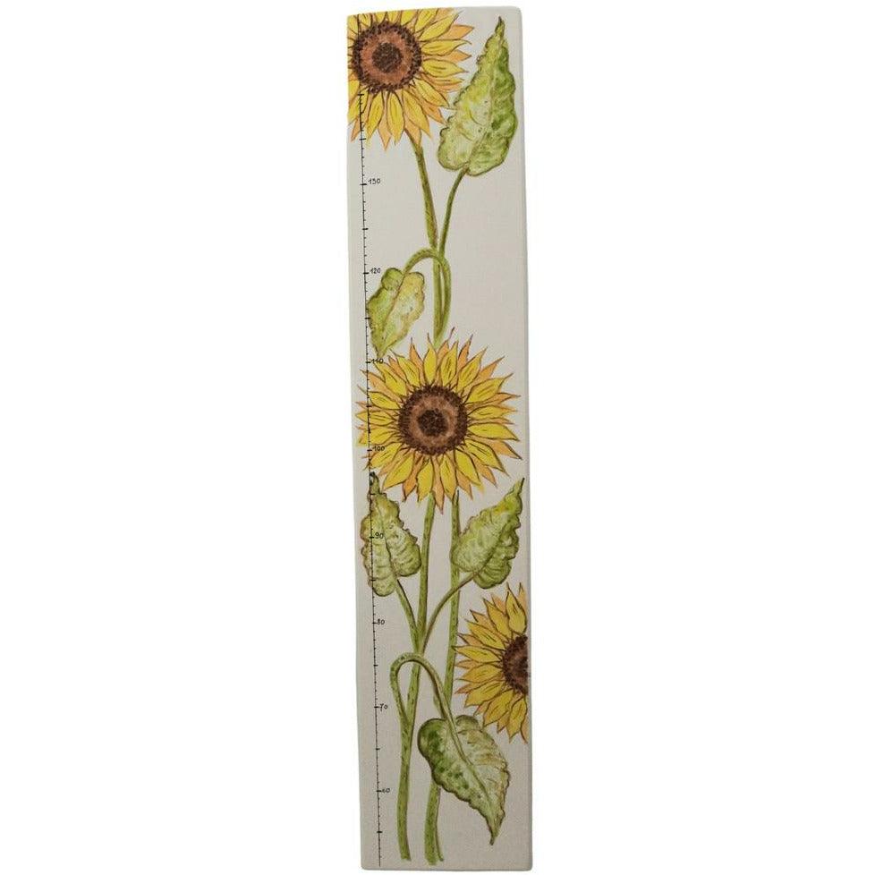 sunflower-print height chart for baby nursery