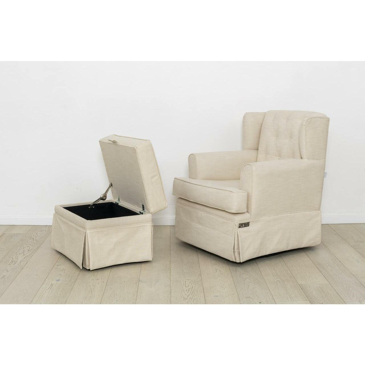 wingback nursery glider with storage footstool